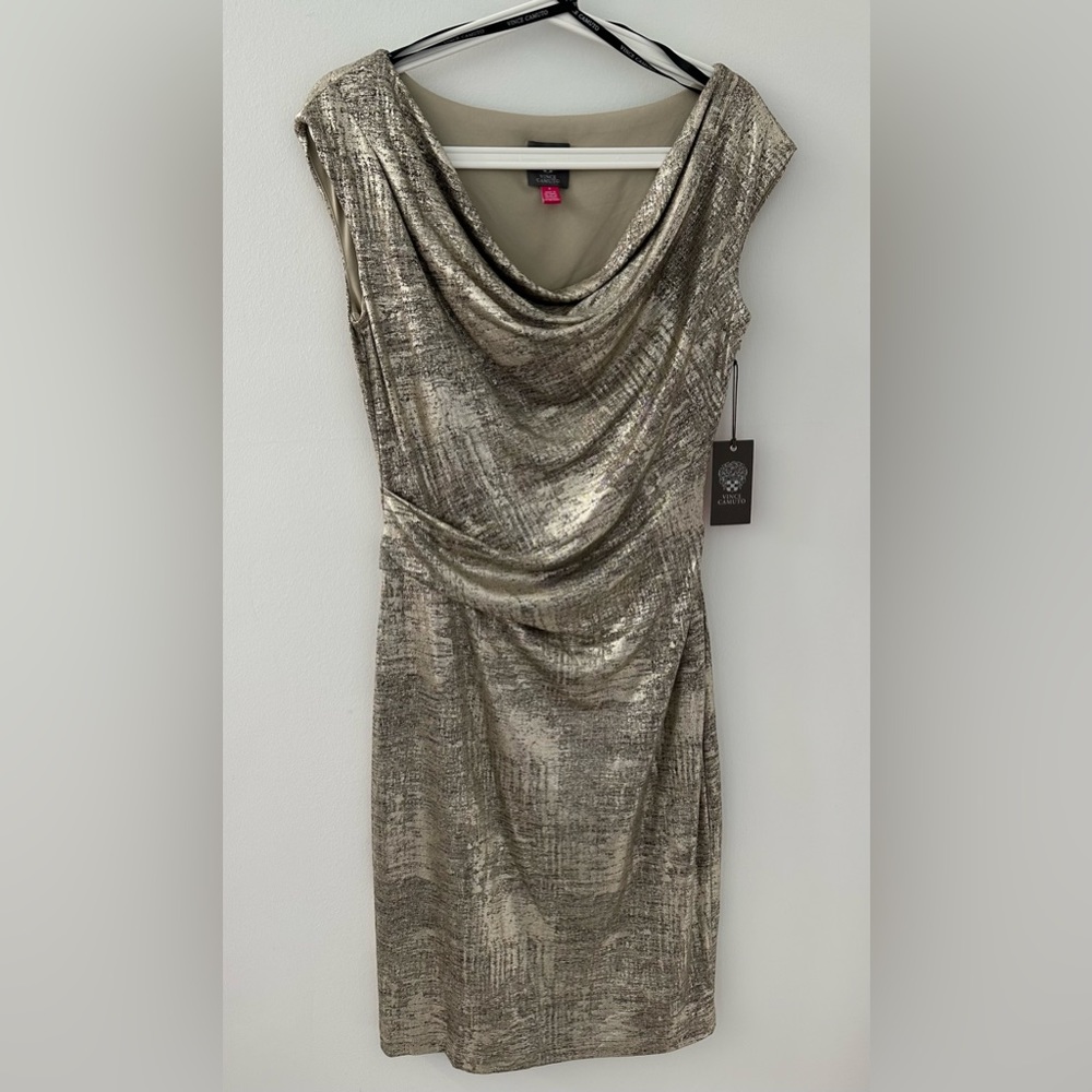 Vince Camuto Gold Draped Dress
